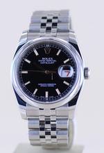 Thumbnail von Rolex Datejust 36 black 36mm golden Stick Dial Tuxedo Roulette Steel 116200 NOS