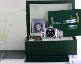 Thumbnail von Rolex Datejust 36 black 36mm golden Stick Dial Tuxedo Roulette Steel 116200 NOS