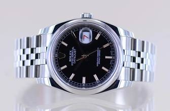 Thumbnail von Rolex Datejust 36 black 36mm golden Stick Dial Tuxedo Roulette Steel 116200 NOS