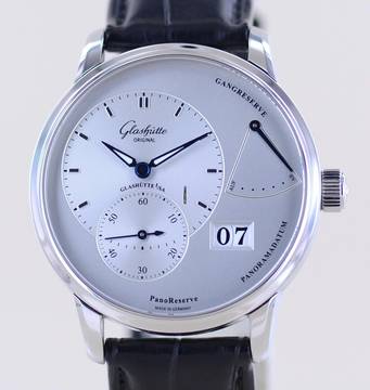  Glashütte Original PanoReserve 40mm Gangreserve Datum Cal 65 silver Dial B+P 