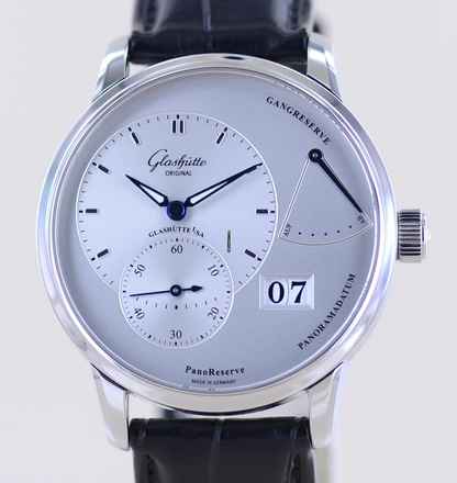  Glashütte Original PanoReserve 40mm Gangreserve Datum Cal 65 silver Dial B+P 