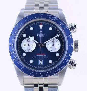  Tudor Black Bay Chrono Blue Dial MT5813 41mm 2024 B+P Jubiléband ungetragen 