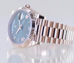 Thumbnail von Rolex Day-Date 40 40mm 18K Roségold Olive green Dial Presidentband Klassiker Fluted B+P