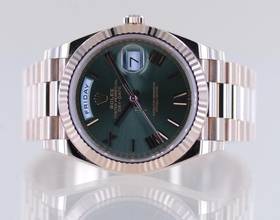 Thumbnail von Rolex Day-Date 40 40mm 18K Roségold Olive green Dial Presidentband Klassiker Fluted B+P