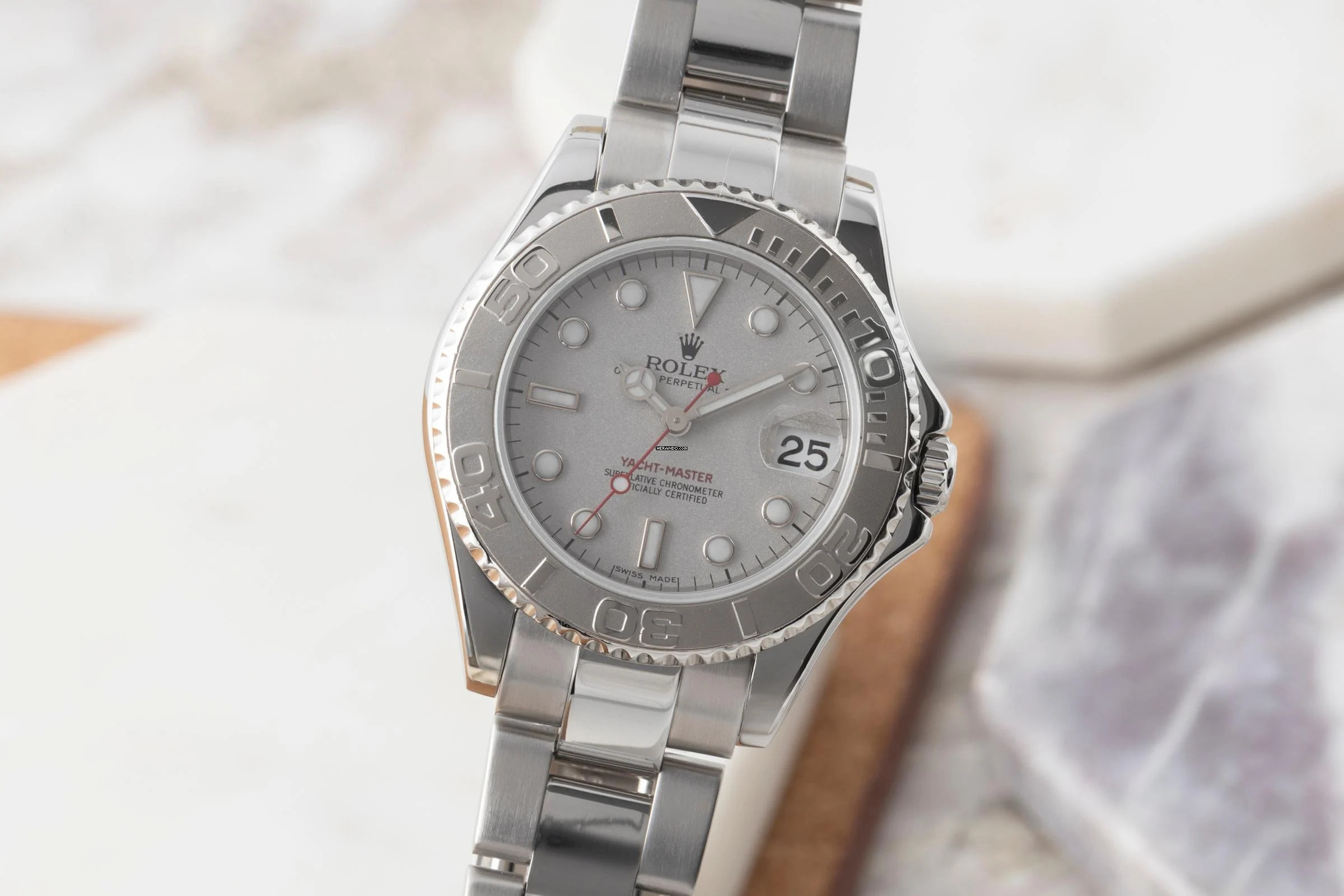  Rolex Yacht-Master 35 Oyster Stahl / Platin Medium Size Ref 168622 A-Serie 