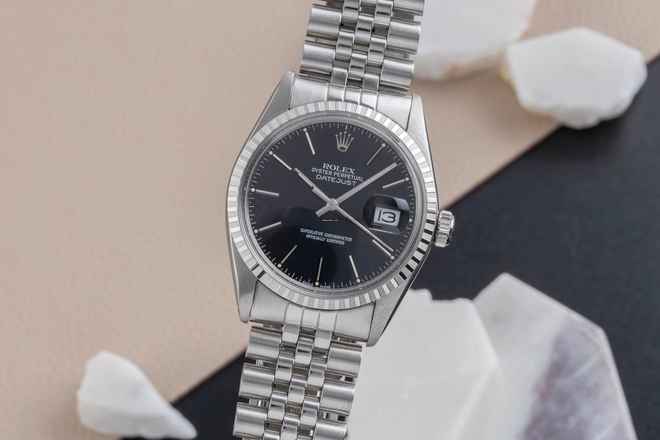 Rolex Datejust 36 Black Dial Edelstahl Automatik Herrenuhr Ref. 16030 Vintage 