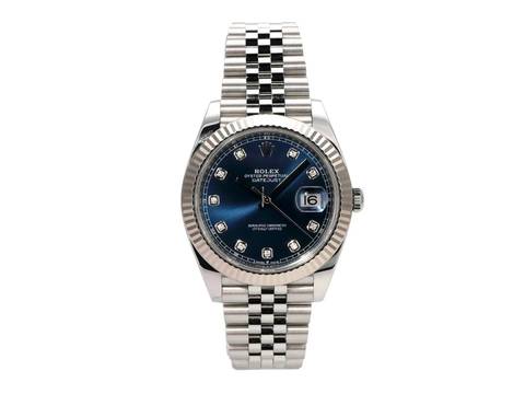  Rolex Datejust 41 Edelstahl Weißgold 126334 Blau Diamant Jubile-Band 