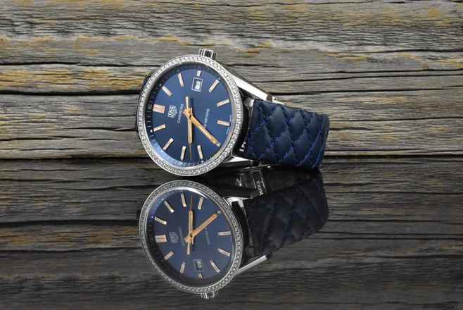  TAG Heuer Carrera Quartz 39 Blue Dial - Factory Diamond Bezel 