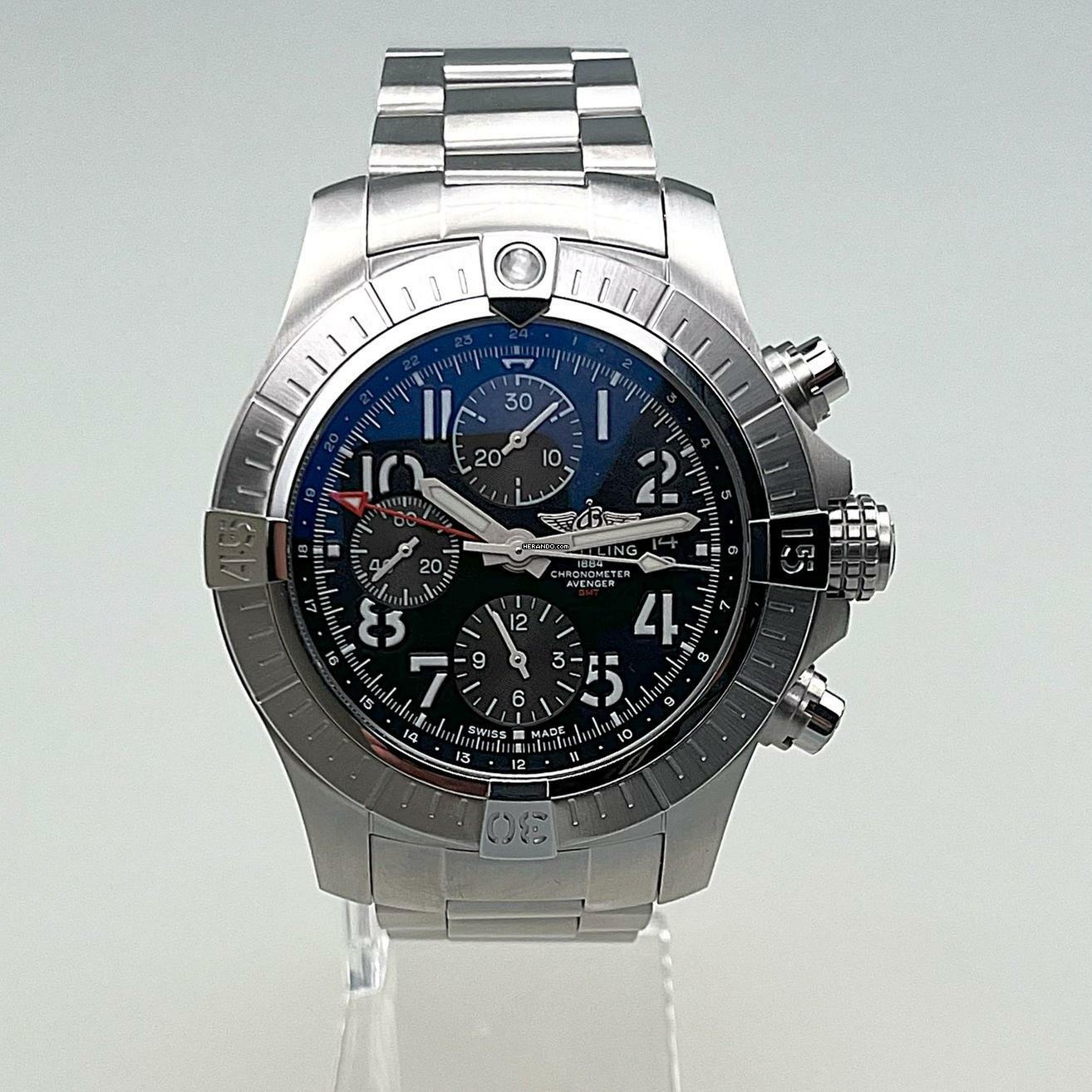 Thumbnail von Breitling Avenger Chronograph GMT 45 Automatik Stahl neuwertig deutsche Auslieferung EK 08/2023 Full Set inkl. Pricehangtag Lünettenschutz