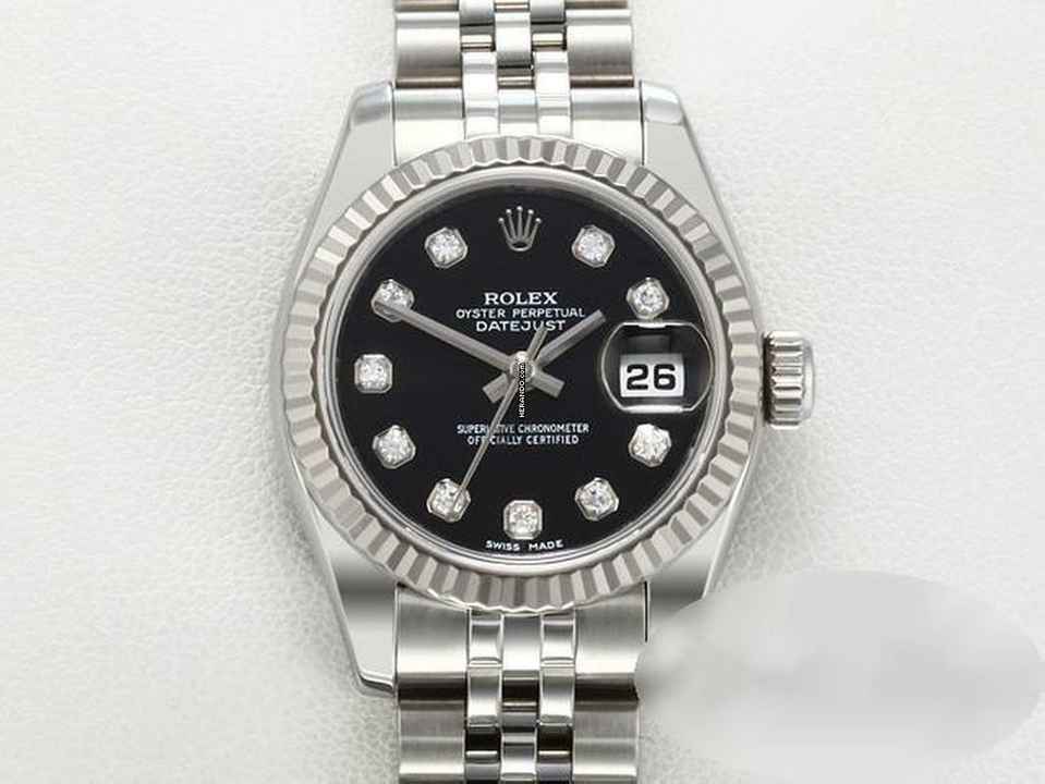  Rolex Lady-Datejust 179174 2016 Stahl Weissgold 750 Diamanten Automatik Stainless Steel 18kt White Gold Jubilé-band Chronometer Oyster Black Dial 