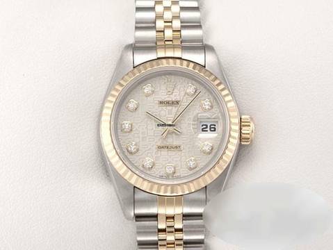  Rolex Lady-Datejust Edelstahl Gelbgold 750 Diamanten Automatik Gold Stahl Damen Stainless Steel 18kt Yellow Gold Jubilé-band Chronometer Oyster 
