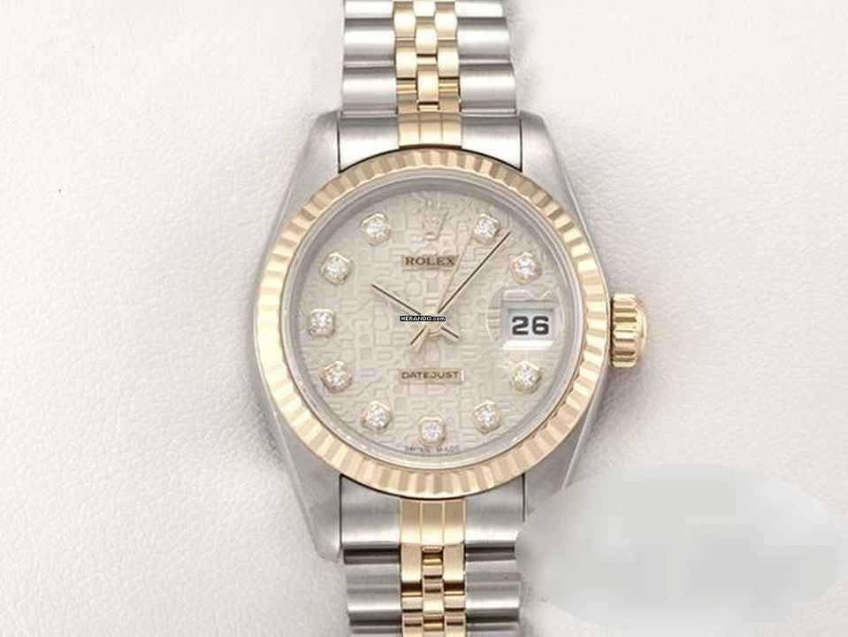  Rolex Lady-Datejust Edelstahl Gelbgold 750 Diamanten Automatik Gold Stahl Damen Stainless Steel 18kt Yellow Gold Jubilé-band Chronometer Oyster 