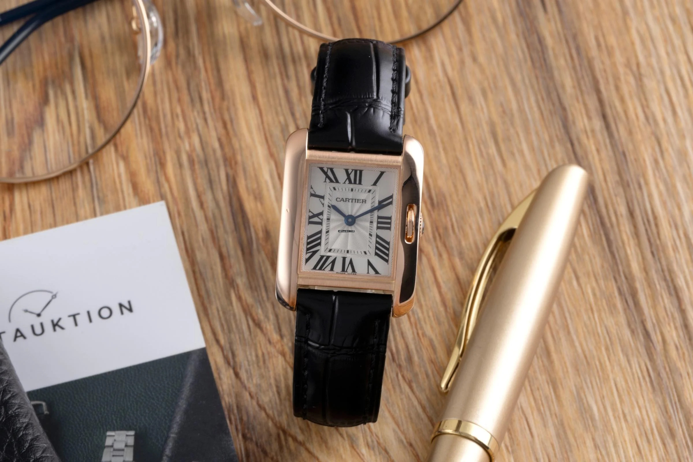  Cartier Tank Anglaise 18k (0,750) Rotgold Quarz Damenuhr Ref. W5310027 Papiere 