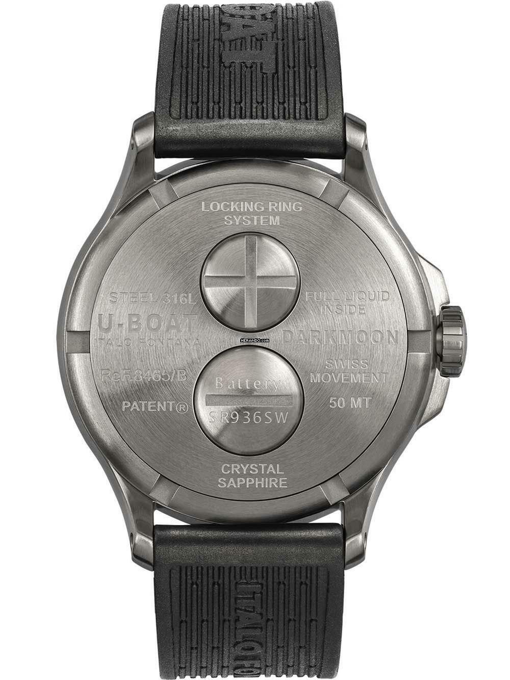 Thumbnail von U-Boat 8465/B Darkmoon Red SS Herrenuhr 44mm 5ATM