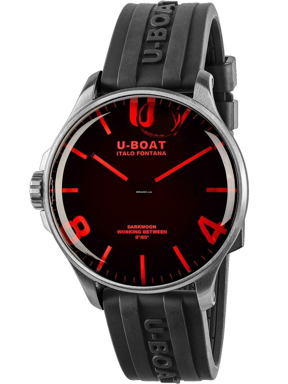 Thumbnail von U-Boat 8465/B Darkmoon Red SS Herrenuhr 44mm 5ATM
