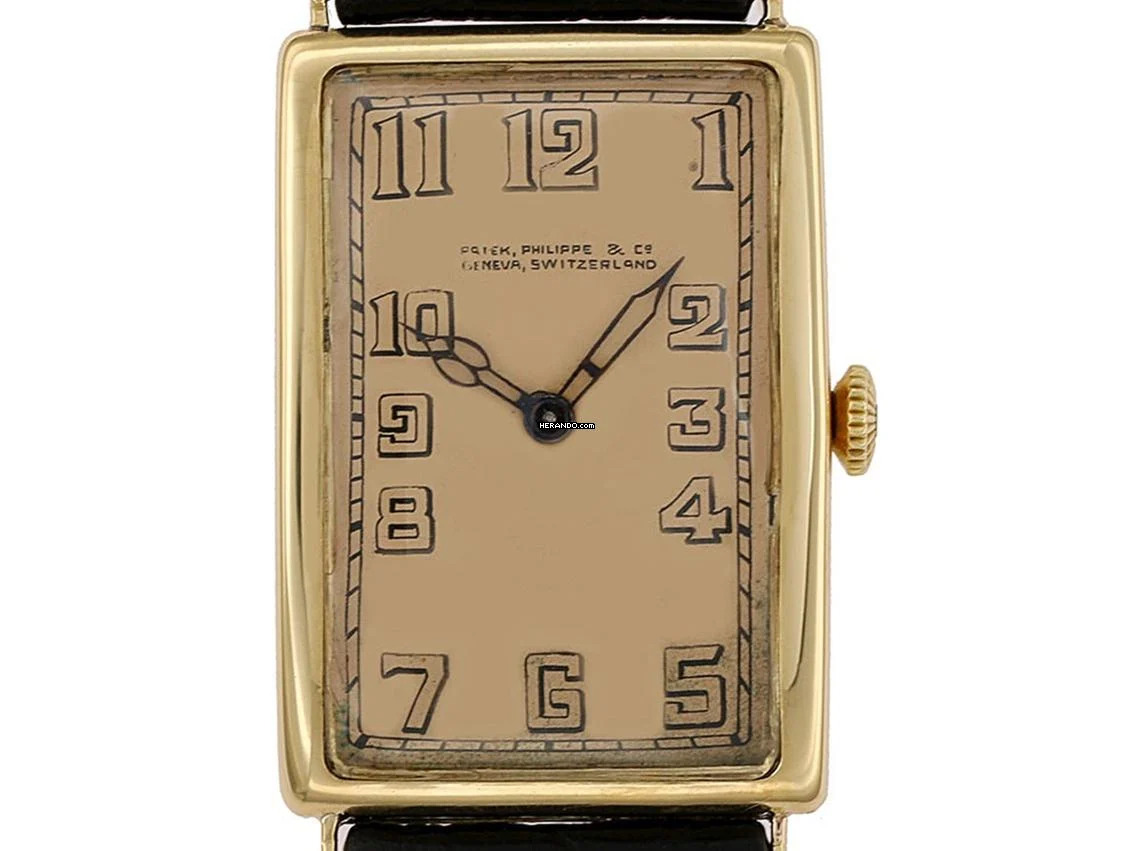  Patek Philippe Vintage Rectangular Art Deco 1912 Full Set sehr gut Vintage Rectangular Art Deco 18kt Gelbgold 