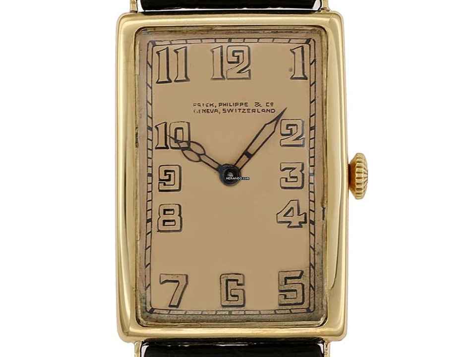  Patek Philippe Vintage Rectangular Art Deco 1912 Full Set sehr gut Vintage Rectangular Art Deco 18kt Gelbgold 