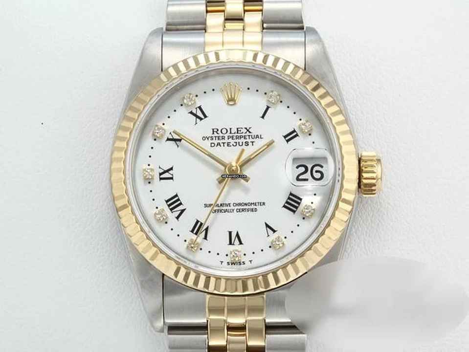  Rolex Datejust 31 Medium Stahl Gelbgold 750 Diamanten Automatik Stainless Steel 18kt Yellow Gold Stahl Jubilé-band Chronometer Oyster White Dial 
