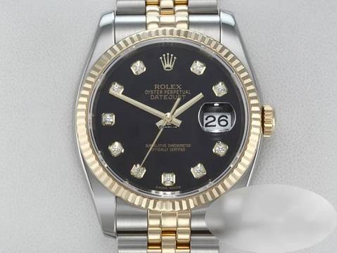  Rolex Datejust 36 36mm 116233 Diamanten Stahl Gelbgold 750 Automatik Stainless Steel 18kt Yellow Gold Jubilé-band Chronometer Oyster Black Dial 