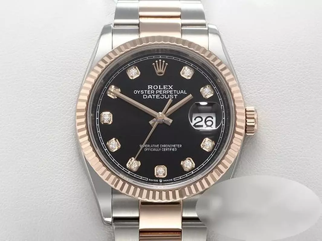  Rolex Datejust 36 126231 2020 Stahl Rosegold 750 Diamanten Automatik Stainless Steel 18kt Rose Gold Oyster-band Chronometer Black Dial 