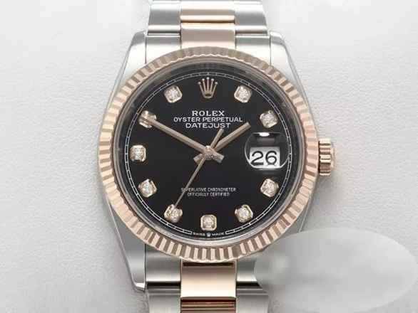  Rolex Datejust 36 126231 2020 Stahl Rosegold 750 Diamanten Automatik Stainless Steel 18kt Rose Gold Oyster-band Chronometer Black Dial 