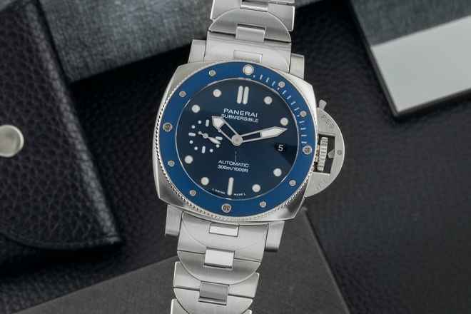  Panerai Submersible Blue Notte Stahl Automatik Herrenuhr PAM02068 B&P 