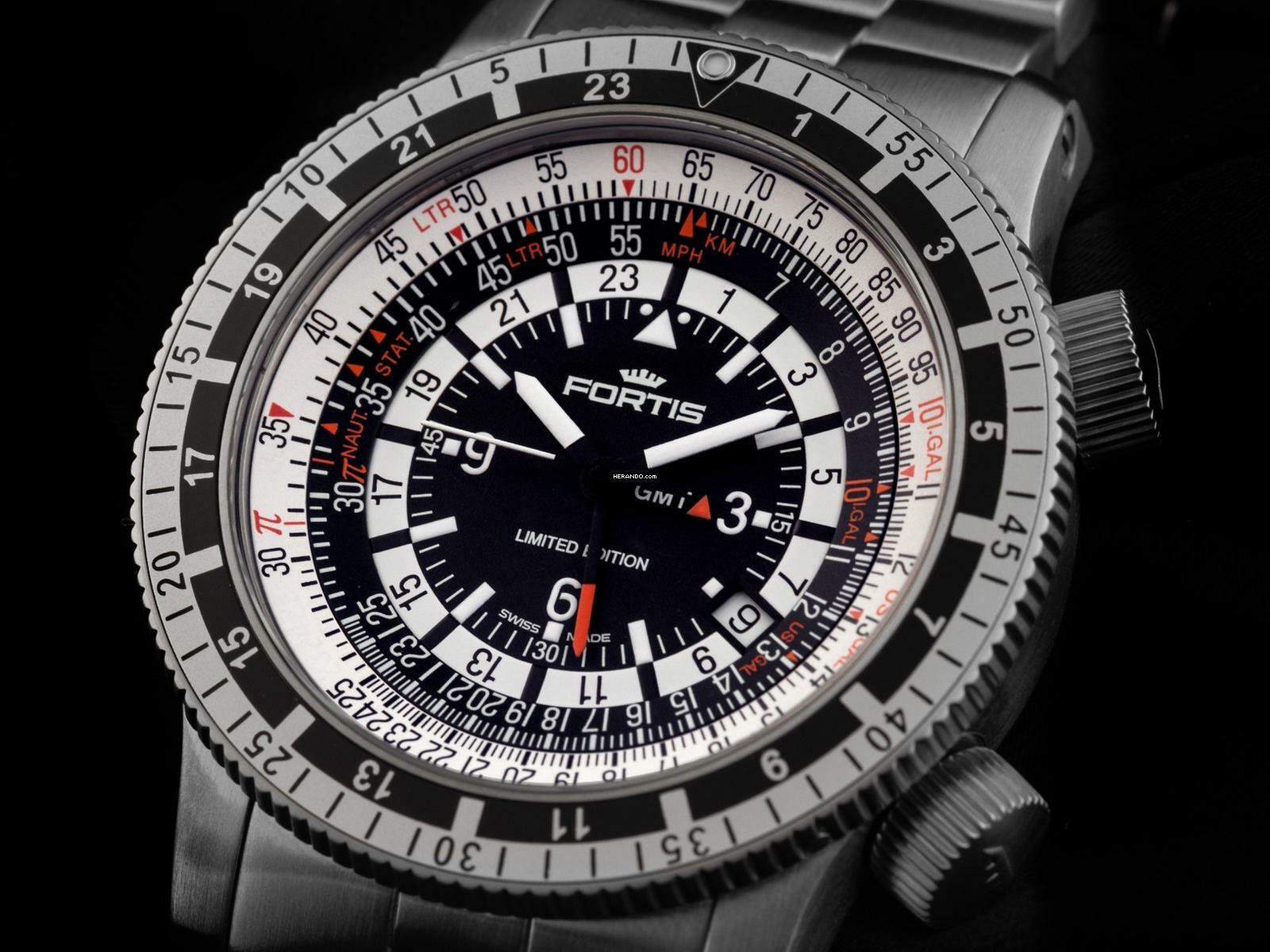 Thumbnail von Fortis B-47 Calculator GMT 3 Time Zones Ref.669.10.31M 2013 Full Set wie Neu Vintage B47 Calculator GMT 3 Time Zones