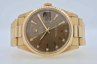 Thumbnail von Rolex Day-Date 36 Oyster Perpetual Day Date 18k Gold 18238 Havana Tropical Double Quickset