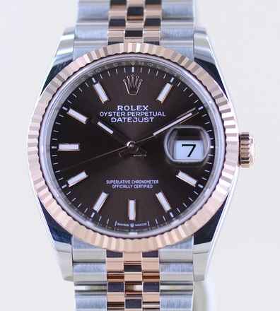  Rolex Datejust 36 brown dial Jubiléband Stahl Roségold Fluted 