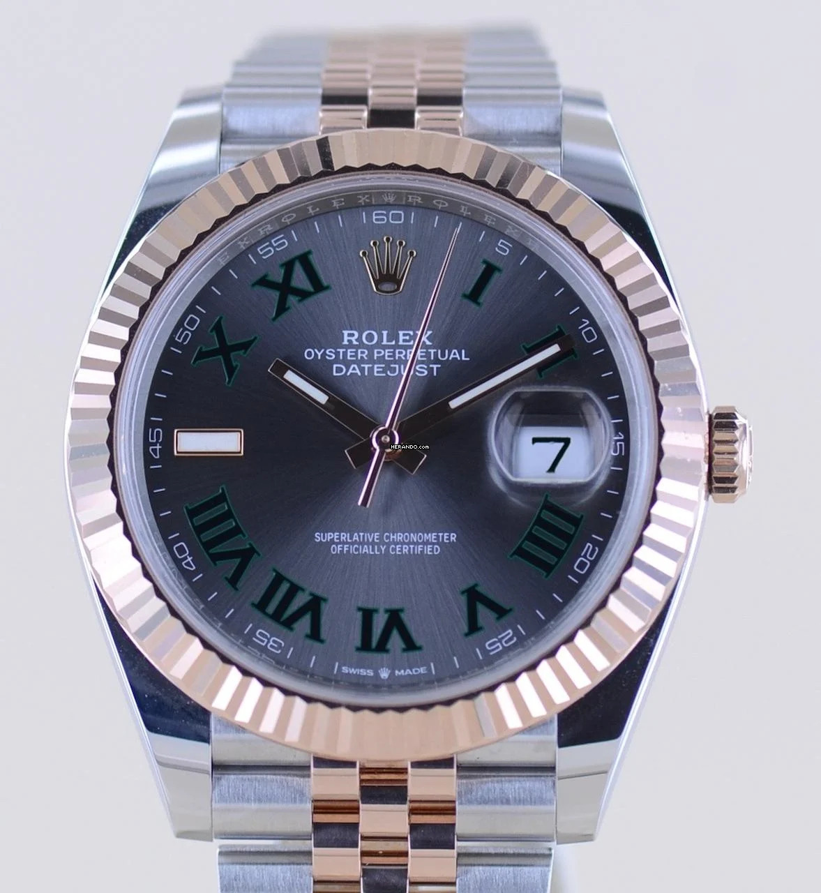  Rolex Datejust 41 Stahl Roségold Wimbledon Dial Jubilé B+P 126331 
