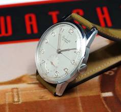 Thumbnail von Cyma MINT RARE HIGH GRADE CHRONOMETRE CHRONOMETER IN STEEL FROM THE 50'S