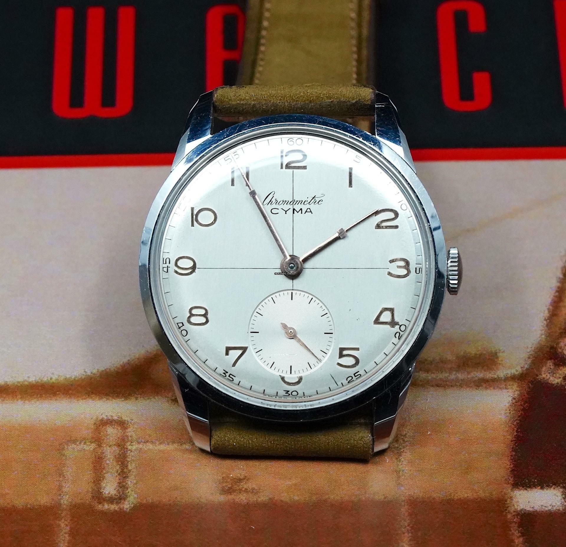 Cyma MINT RARE HIGH GRADE CHRONOMETRE CHRONOMETER IN STEEL FROM THE 50'S