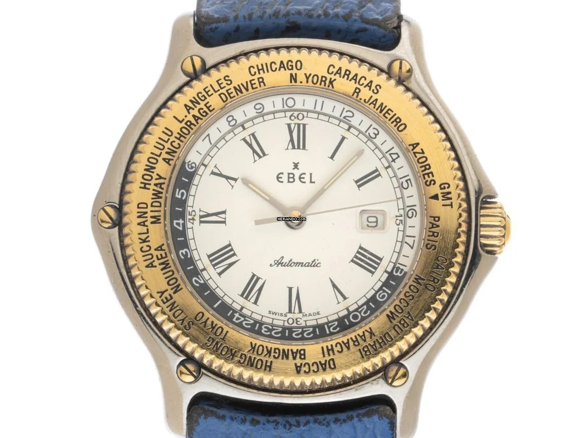 Thumbnail von Ebel Voyager Weltzeituhr Ref.1124913-3001 1998 Full Set sehr gut Vintage Voyager Weltzeituhr Faltschließe