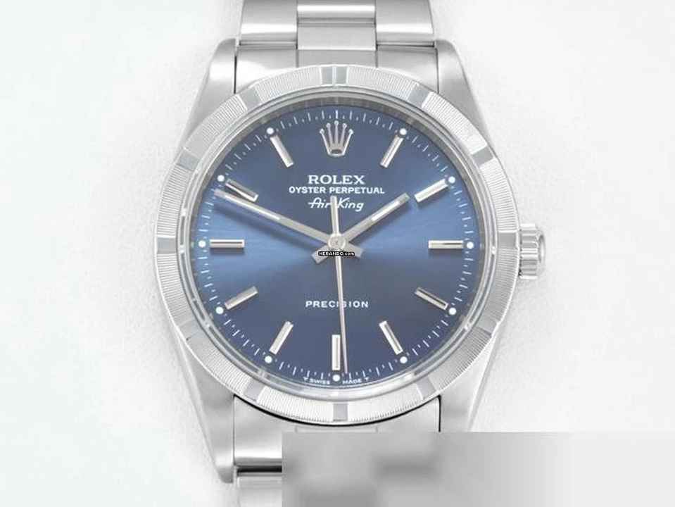  Rolex Air King 34mm Edelstahl Automatik 14010 1999 Stahl Damen Herren Stainless Steel Oyster-band Blue Dial 
