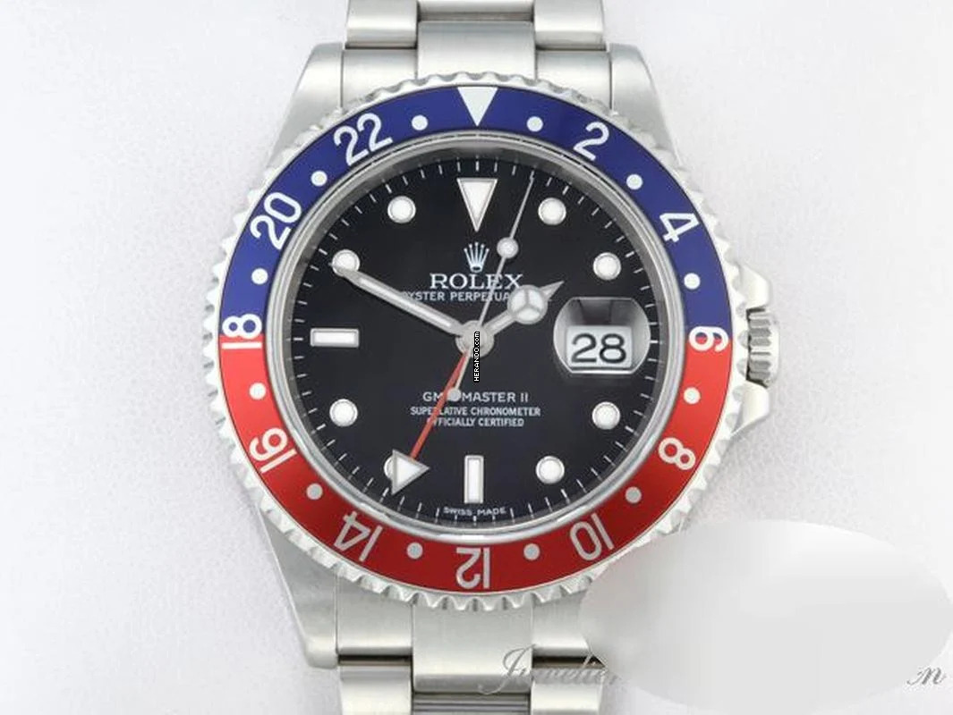 Rolex GMT-Master II Stahl 16710 T Pepsi Stick Dial 2007 Automatik Edelstahl Stainless Steel Oyster-band Chronometer Black Dial