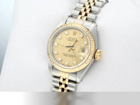  Rolex Lady-Datejust Edelstahl Gelbgold 750 Diamanten Automatik Gold Stahl Damen Stainless Steel 18kt Yellow Gold Jubilé-band Chronometer Oyster 
