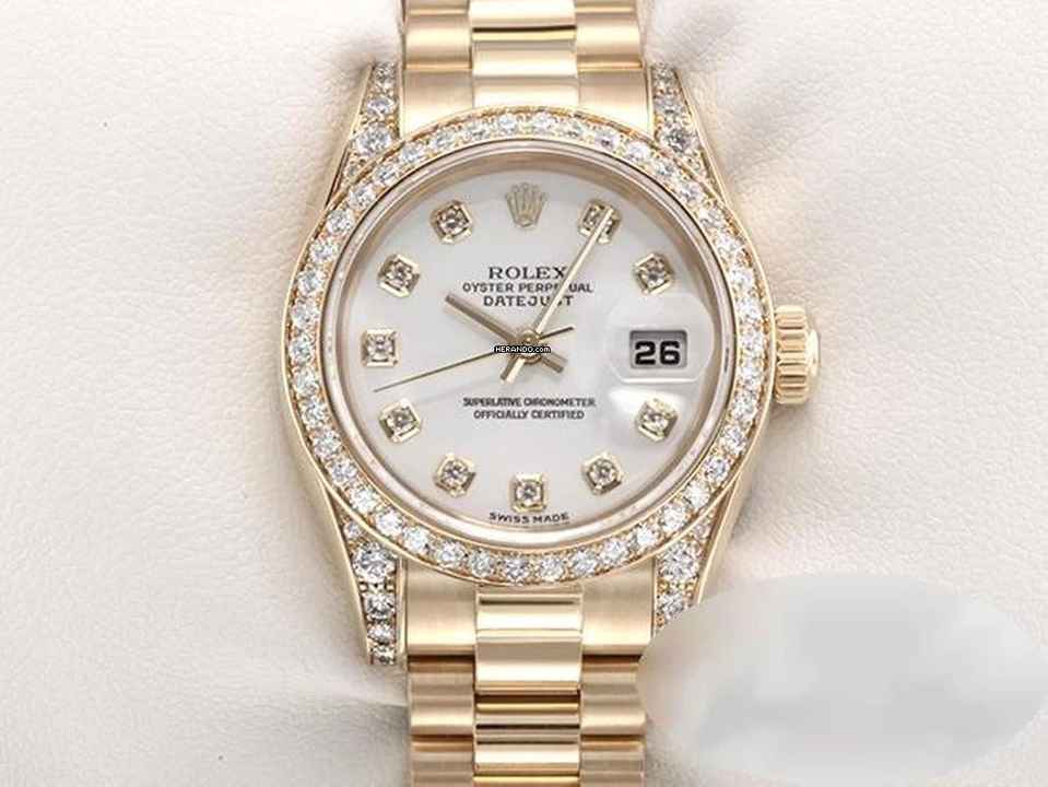  Rolex Lady-Datejust 26mm 179158 Gelbgold 750 Diamanten Automatik Gold Damen 