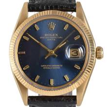 Thumbnail von Rolex Oyster Perpetual Date 1503 blue dial yellow gold 18KT 1969's