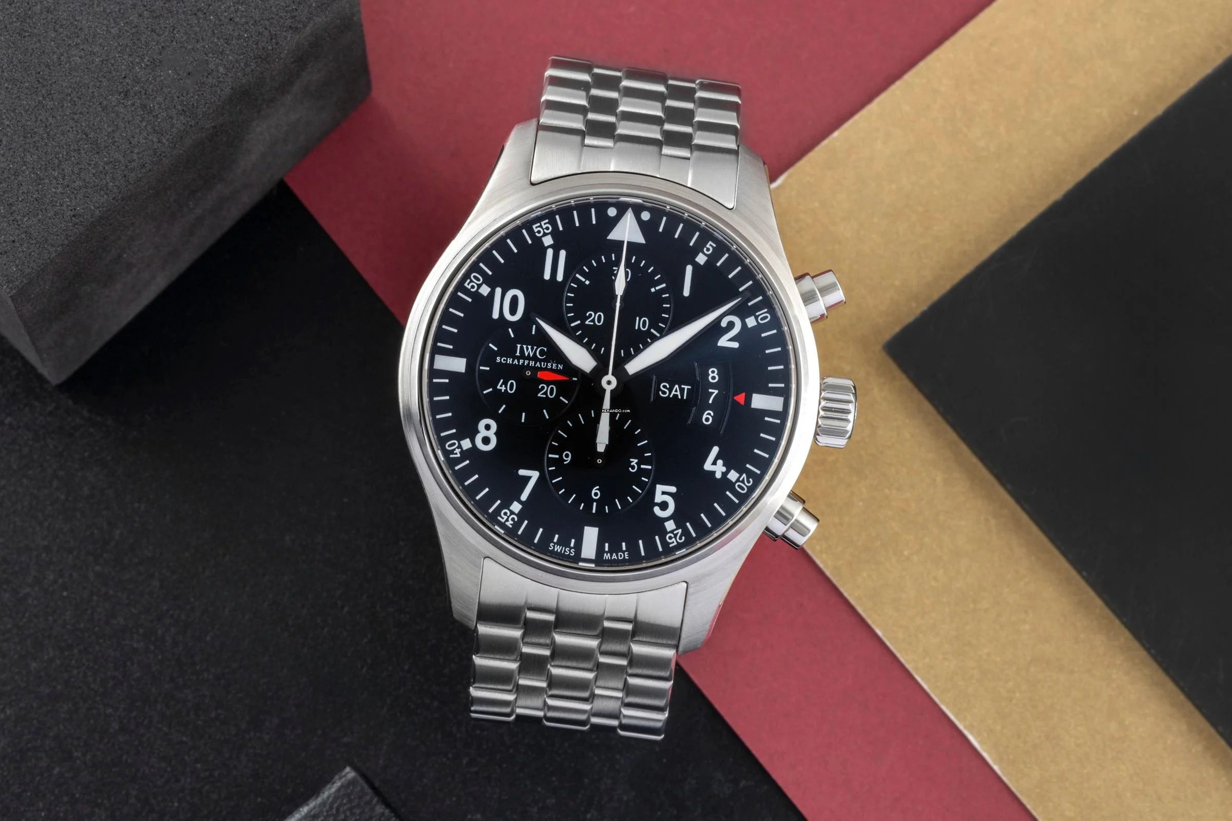 IWC Fliegeruhr Chronograph Stahl Automatik Herrenuhr Ref. IW377704 B&P 2018