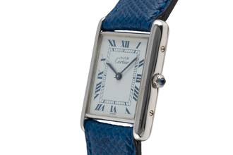Thumbnail von Cartier Tank must Tank White blue Roman Dial 925 Silber Quarz Medium Ref. 681006
