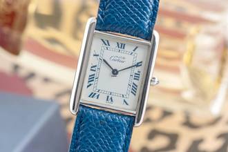 Thumbnail von Cartier Tank must Tank White blue Roman Dial 925 Silber Quarz Medium Ref. 681006