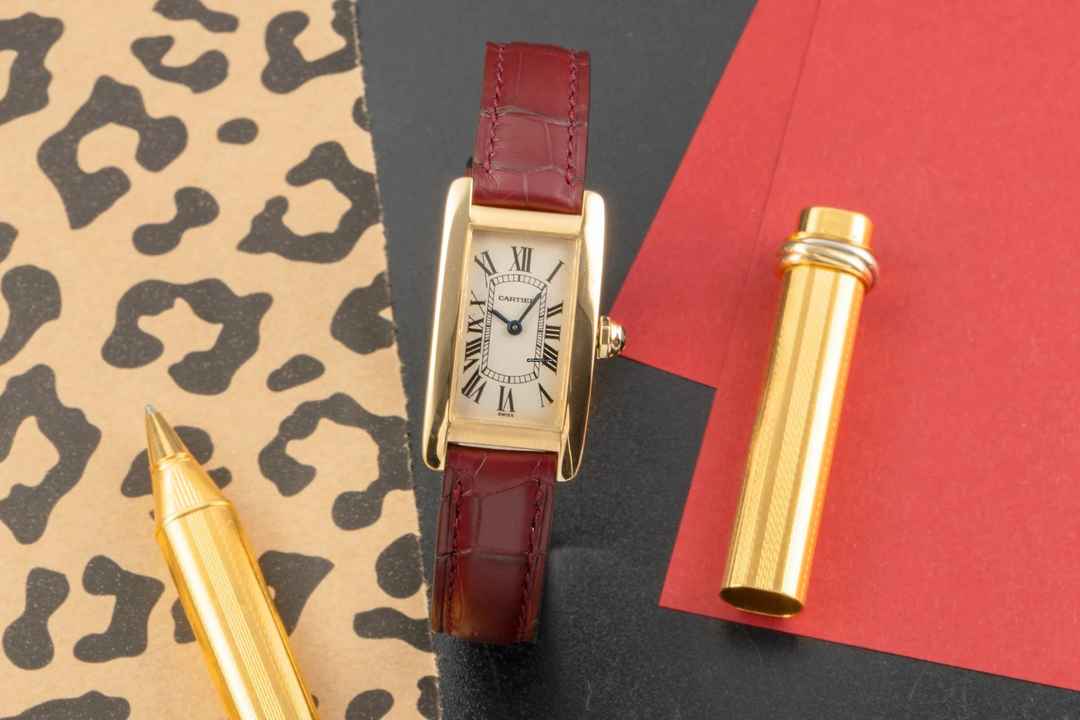  Cartier Tank Américaine SM 18k (0,750) Gold Quarz Damenuhr Ref. W2601556 1710 