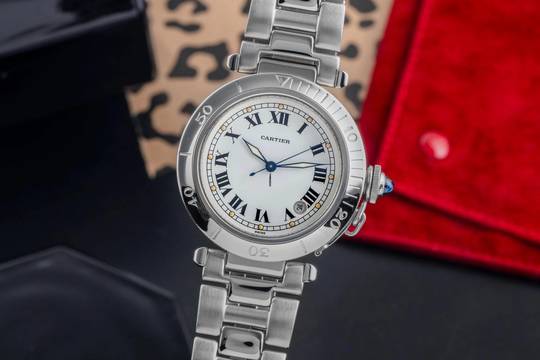  Cartier Pasha de Cartier Plongeur White Roman Automatik Herrenuhr Ref W31005H3 