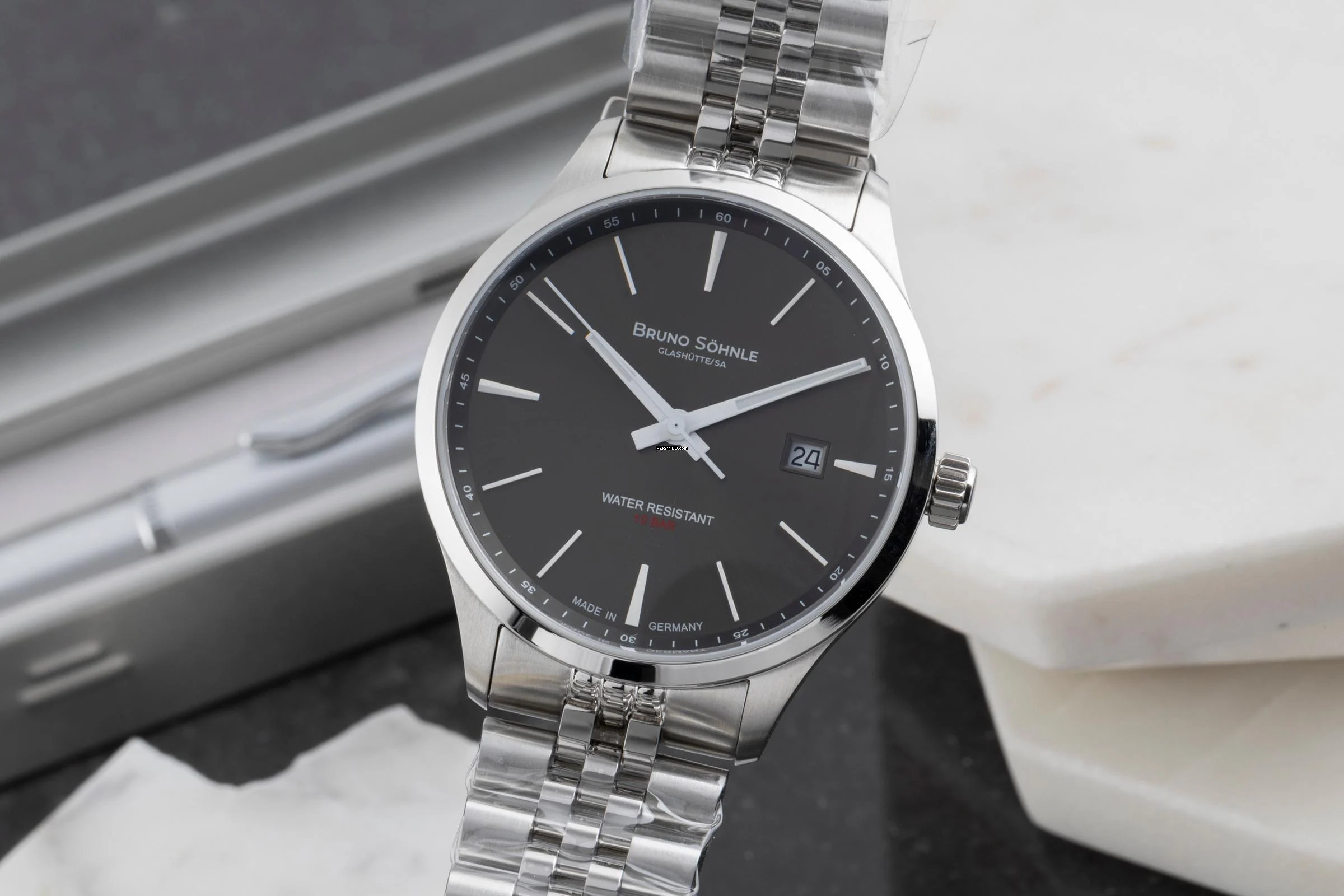  Bruno Söhnle Glashütte Turin III Big Stahl Quarz Herrenuhr Ref.17-13225-842 B&P 