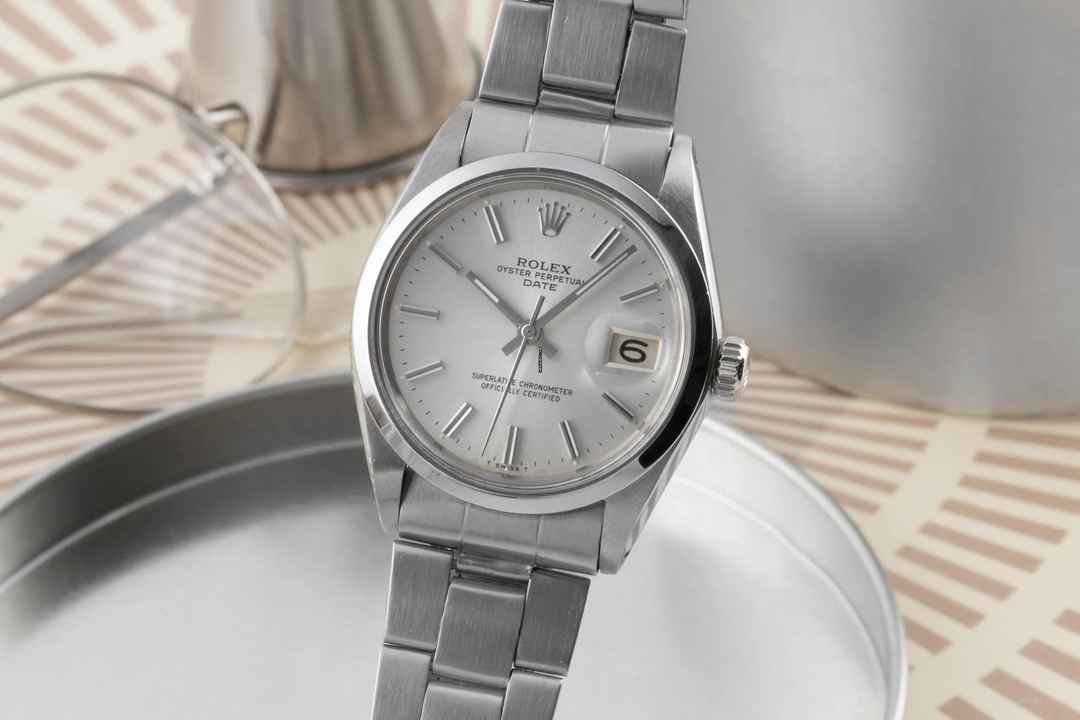  Rolex Oyster Perpetual Date 34 Silver Dial Edelstahl Automatik Herrenuhr Ref. 1500 Klassiker 
