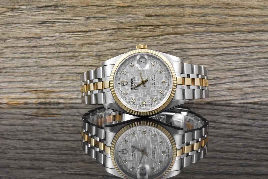  Tudor Prince Date 74033 NOS / UNGETRAGEN Silver Linen Diamond Dial - 2001 