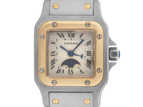  Cartier Santos Galbée PM Mondphase Ref.119902 1990 Full Set sehr gut Vintage Santos PM kleines Modell Mondphase 