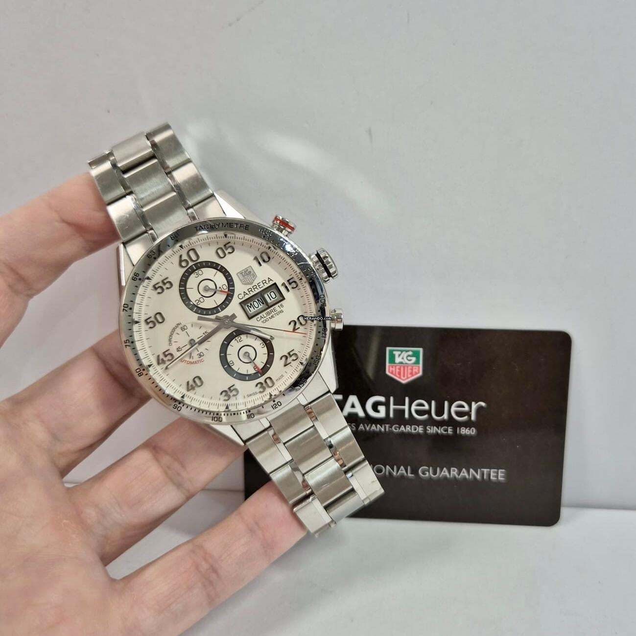 TAG Heuer Carrera Calibre 16 Biała tarcza, pełna stal, 43 mm, automatyczny, pełny