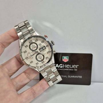  TAG Heuer Carrera Calibre 16 White Dial Full Steel 43mm Automático Completo 