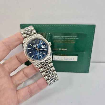  Rolex Datejust 36 Motif Blue Dial Jubilee Automático Completo 
